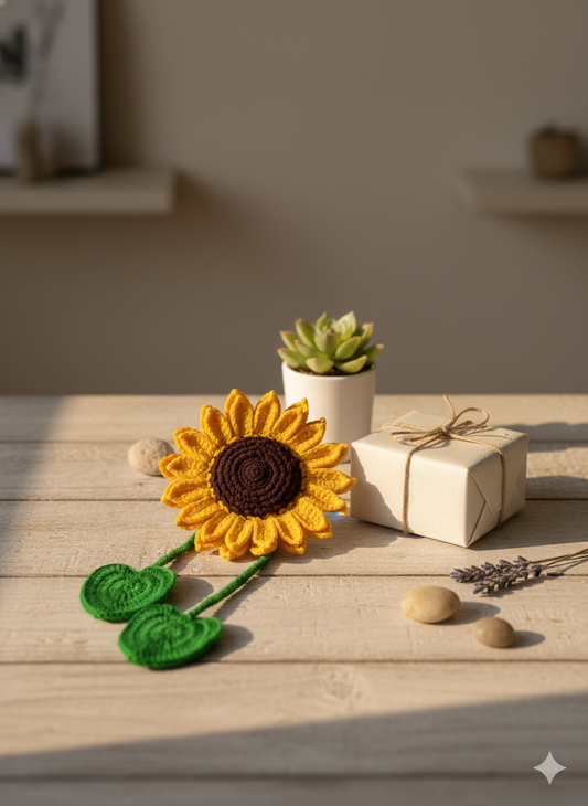 KNOTZIE Handmade Crochet Sunflower Curtain Tie Back | Decorative Curtain Holder | Floral Home Decor Accessory