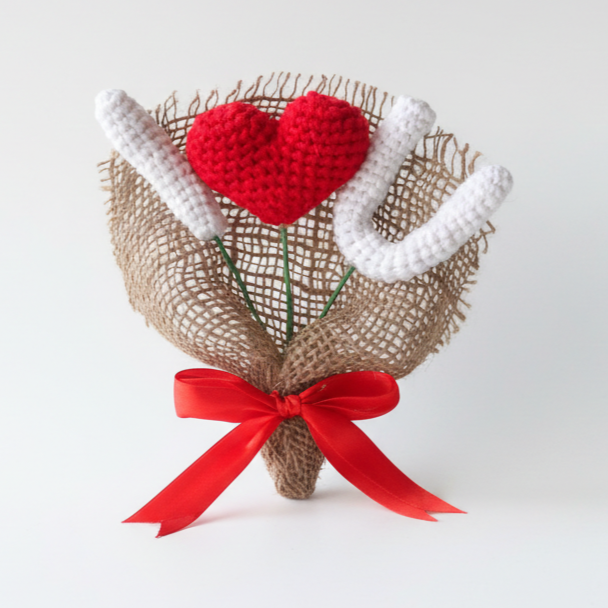 KNOTZIE Handmade Crochet I Love You Bouquet | Romantic Gift for Him and Her | Forever Flower Gift